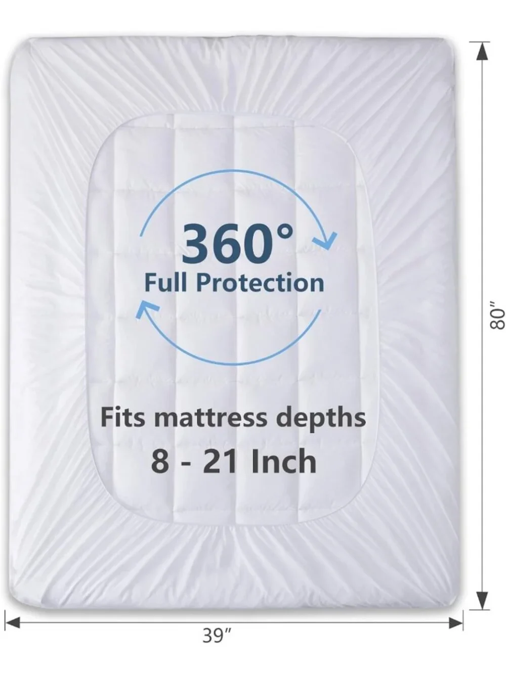 Cooling Twin Size Mattress Pad - Soft Pillow Top Cotton Mattress Topper
